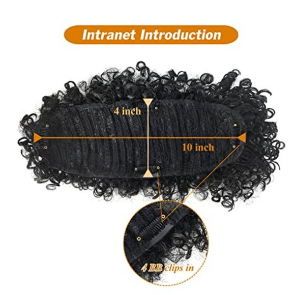 Allyreetress Afro Puff Drawstring Mohawk Ponytail Wig with Bangs for Black Women - Picture 5 of 6